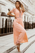 scalloped-trim-lace-plunge-dress Sophia's Trends - Sophia's Style-Peach-M
